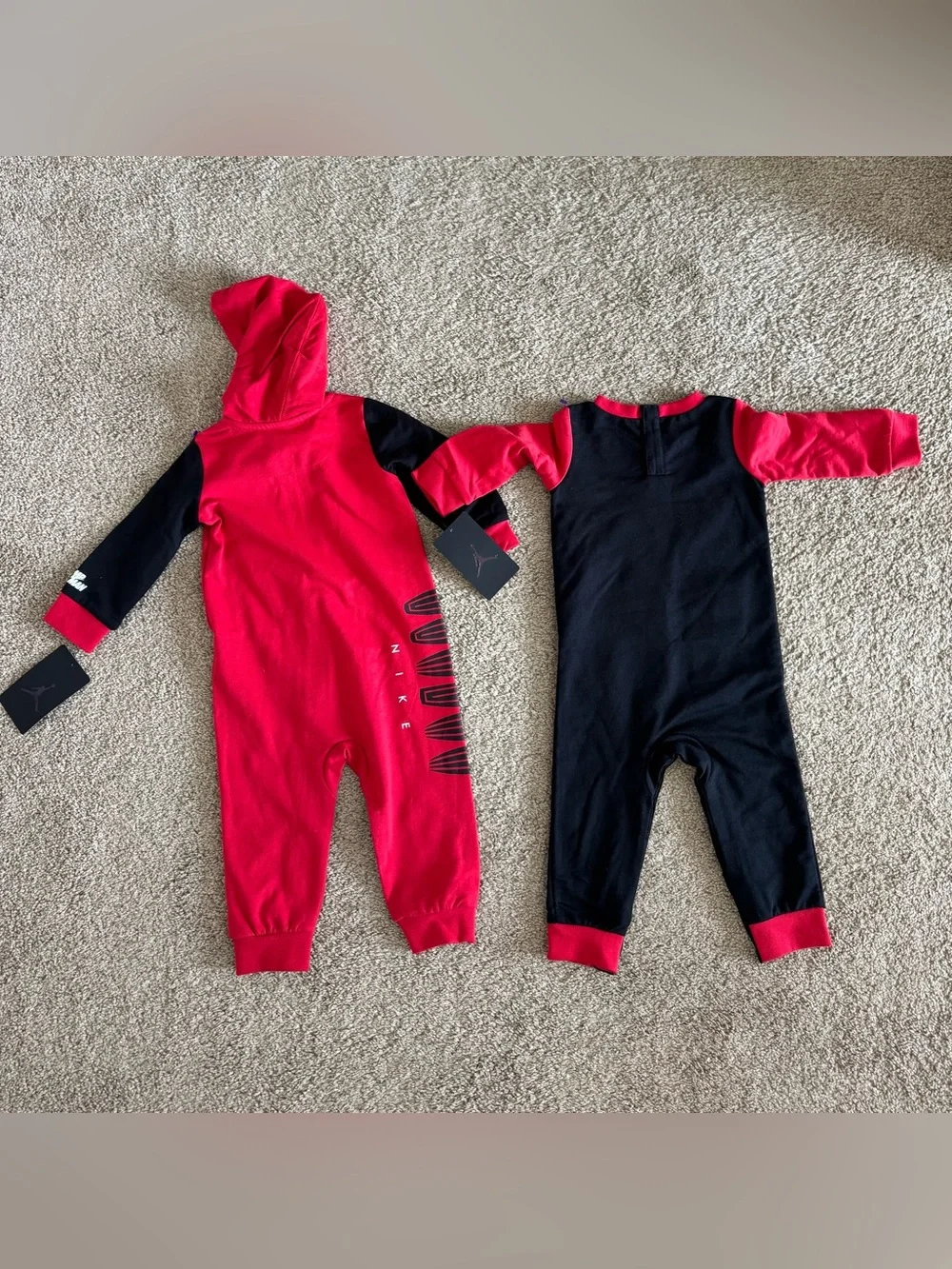 Nike Jordan Baby Red & Black One-Piece Romper - Picture 4 of 5